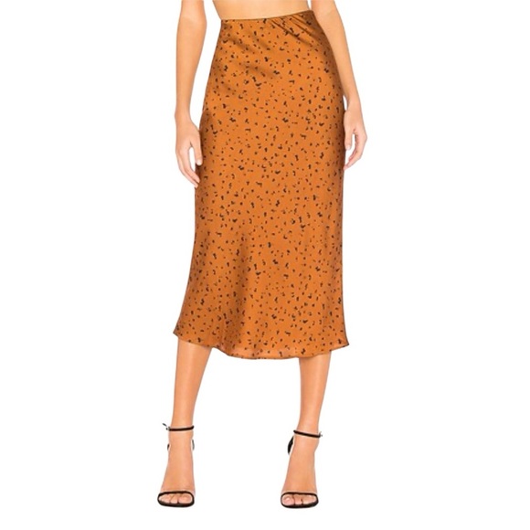 J.O.A. Dresses & Skirts - J.O.A Animal Print Midi Skirt in Bronze Dot Size Small